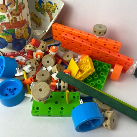 Vtg 1986 Playskool Tinkertoy Super Set & Big Builder Set Random Pieces in Each - Picture 11 of 12